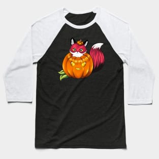 Red Fox in a Pumpkin Jack o’ Lantern Baseball T-Shirt